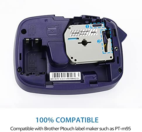 Compatible with Brother P-Touch M-131 M Tape M-K 131 Black on Clear Label Tape for Brother PT-65 PT-90 PT-M95 PT-70BM PT-45 Label Maker Tape 12mm 0.47 Inch x 26.2 ft 8m, 3-Pack
