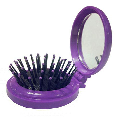 Louise Maelys Colorful Folding Hair Brush with Mirror Pop up Hair Comb for Purse Mini Pocket Hair Brush 4 piece