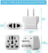 Europe to US Plug Adapter EU/UK/AU/in/CN/JP/Asia/Italy/Brazil to USA (Type A & B) American Travel Adapter and Converter, Wall Outlet Power Charger Converter (White)