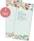 Set of 2- Teal/Coral Flowers List Pad, Notepad, Shopping List with Attachable Magnet