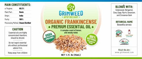 Organic Frankincense Essential Oil - USDA Certified -100% All Natural Premium Frankincense- Therapeutic Grade – with Glass Dropper