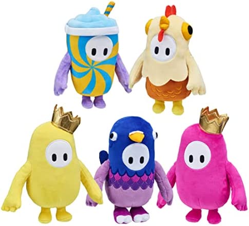 FALL GUYS Moose Toys Original Pink Bean Skin Official Collectable 8" Cuddly Deluxe Plush Toy Featuring The Gold Crown from The Ultimate Knockout Video Game, 5 Series 1 Characters