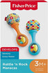 Fisher-Price Maracas, Set Of 2 Newborn Toys, Blue And Orange, Rattle 'N Rock Maracas, Baby Toys For Ages 3+ Months