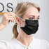 50 Pcs Black Disposable Face Masks w. High Filtration Ventilation Security Protection for Hygiene,3 Layers (2-Ply Non-Woven and 1-Ply Melt-Blown Fabric),Anti Dust Waterproof for Dental,Nail/Hair Salon