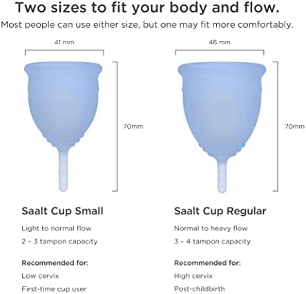 Saalt Menstrual Cup - Premium Design - Most Comfortable Period Cup - #1 Active Cup - Wear for 12 Hours - Soft, Flexible, Reusable Medical-Grade Silicone - Made in USA