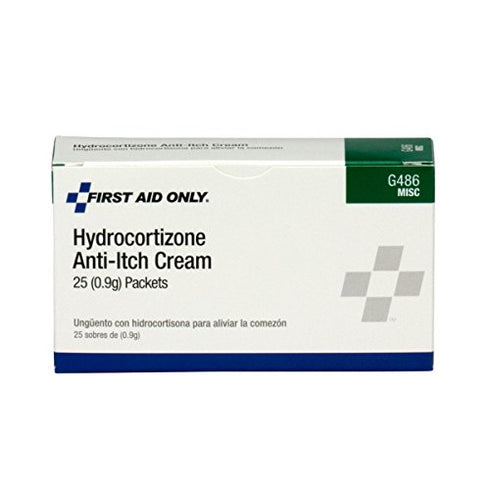 First Aid Only G486 Hydrocortisone Cream Packet (Box of 25)