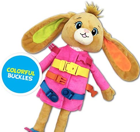 June Garden 16" Dressy Friends Bunnie - Educational Stuffed Plush Doll for Kids and Toddlers 2 Years and Up - Montessori Soft Toy Doll