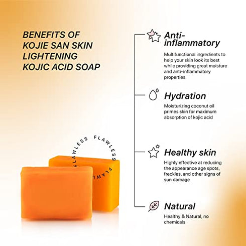 Original Kojie San Facial Beauty Soap - 100g - Guaranteed Authentic (3, 100 Gram Kojie San Soap Bars)