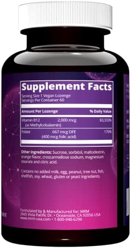 MRM - Vitamin B-12 (sublingual tabs - Methylcobalamin) with Folic Acid 60 tabs