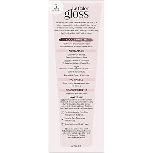 L'Oreal Paris Le Color One Step Toning Hair Gloss, Cool Brunette, 4 Ounce