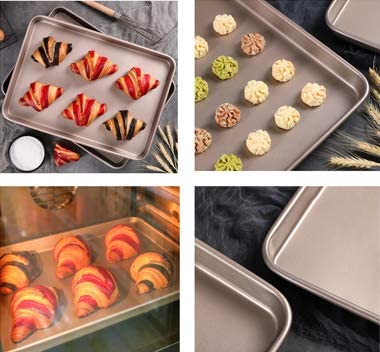 11 Inch Baking Sheets Pan Nonstick Set of 2, Walooza Cookie Sheet Replacement Toaster Oven Tray?Deep Size 1 inch Bakeware, Non Toxic & Heavy Duty & Easy Clean