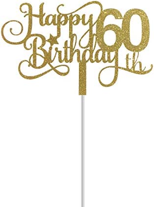 ALPHA K GG 60th Birthday Cake Topper, Happy 60th Birthday Cake Topper, 60th Birthday Party Decorations