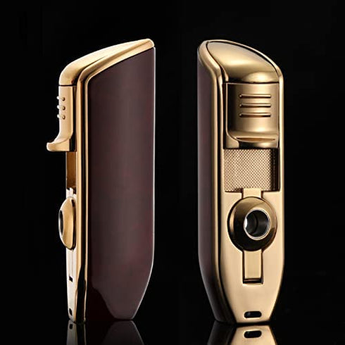 Butane Torch Lighter, Triple Jet Flame Lighters Durable Metal Body Portable Size with Cigar Cutter Luxury Gift Packaging, Torch Lighters Butane Refillable (Sold Without Butane)