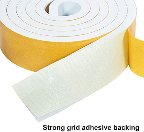 Yotache White Foam Weather Stripping Adhesive 2 Inch Wide X 3/8 Inch Thick, for Windows Air Conditioning AC Insulation, Garage Door Sealing, Total 6.5 Feet Long