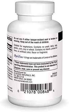 Source Naturals OptiZinc Zinc Methionine Sulfate Complex & Dietary Supplement - 120 Tablets