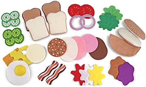 Melissa & Doug Felt Food Sandwich Play Food Set (33 pcs) - Felt Sandwich Play Set For Kids Kitchen, Pretend Play Sandwich, Felt Sandwich Toy For Toddlers Kids Ages 2+