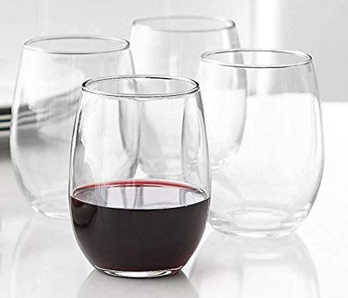 Cristar Stemless Wine Glasses Set of 4, 15.5 Ounce Glasses for Red or White Wine