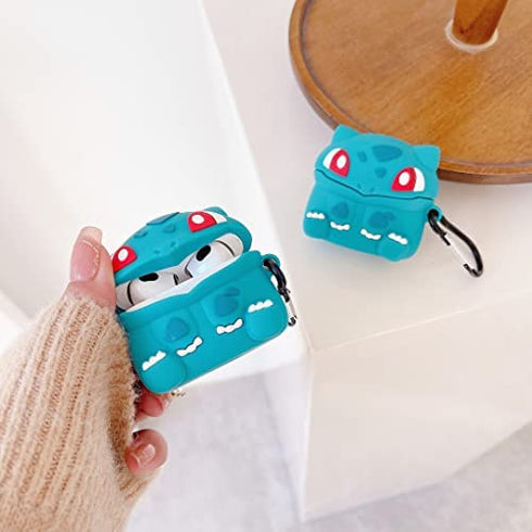 ZBDLXMD Compatible with AirPods 3rd Generation case,(2021 Release) Cute 3D Cartoon Kawaii Funny Fun case,Soft Silicone Shockproof Keychain Charging Box.Compatible 3 Skin Cases(Bulbasaur)