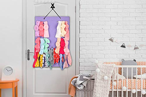AROUY Headband Holder - Organizer Storage Newborn Baby Girl Headbands, Bows, Scrunchie and Hair Accessories for Display (Light Purple)