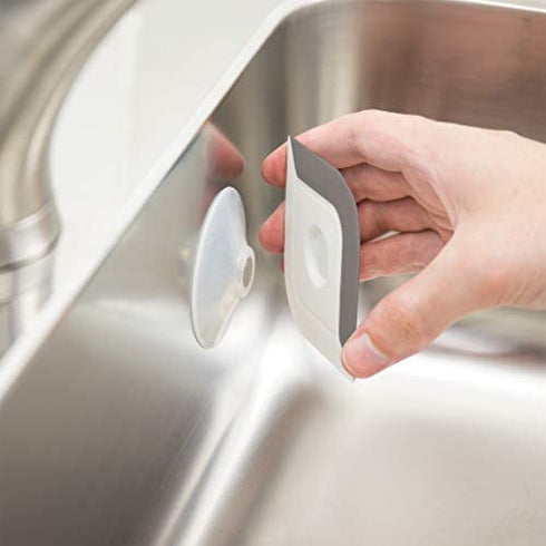 Tovolo 2-in-1 Sink Buddy Double-Ended Nylon Pan Scraper & Silicone Squeegee, BPA-Free Silicone & Nylon Dish Scraper With Magnetic Storage, Scratch-Resistant Dishwashing Tool, Charcoal/White