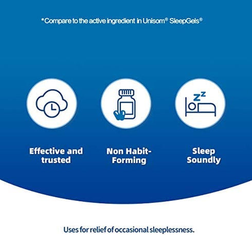 RXZELL Sleep Aid, Diphenhydramine HCl 50mg, 220 Softgels - Fall Asleep Faster, Deeper Restful Sleeping, Non Habit-Forming
