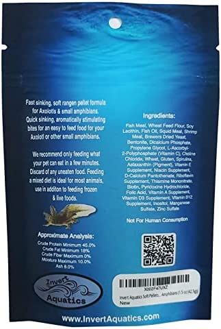 Invert Aquatics Soft Pellets for Axolotls - Moist Sinking Diet for Axolotl, Newts, Salamanders & Other Small Amphibians (1.5 oz (42.5g))