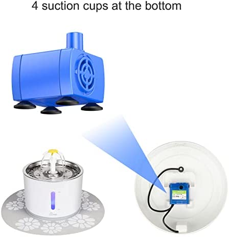 Wonder Creature Cat Water Fountain Pump with LED Light and Light Switch, Stainless Steel Top Pet Fountain Pump, Dog and Cat Water Dispenser Water Motor