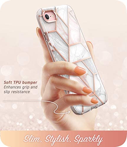 i-Blason Cosmo Series Case for iPhone SE 2022 (3rd Gen)/iPhone SE 2020 (2nd Gen)/iPhone 7/iPhone 8, Stylish Protective Bumper Case with Built-in Screen Protector (Marble)