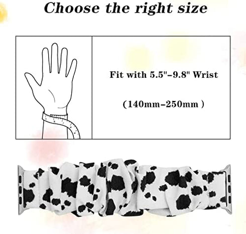 MONOBLANKS Scrunchie Elastic Watch Band Compatible with Apple Watch Band 38mm/40mm/41mm 42mm/44mm/45mm,Thick Elastic Band Replacement for iWatch Series 7/SE/6/5/4/3/2/1(Cow, 38MM/40MM/41MM)