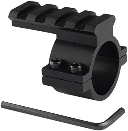Higoo® 1-Inch 1" Scope Ring Adaptor W/Picatinny/Weaver Rail, Tactical Barrel Clamp Mount with Rail for Scope Flashlight Laser Sight