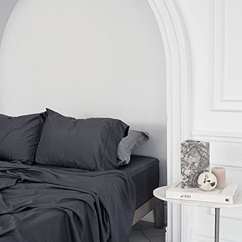 Everspread Bed Sheets (4 Piece Sheet Set) California King Size, Dark Gray. Ultra-Soft & Breathable. Luxury Bedding. Deep Pockets - Fits Mattresses up to 16 inches. Wrinkle & Fade Resistant