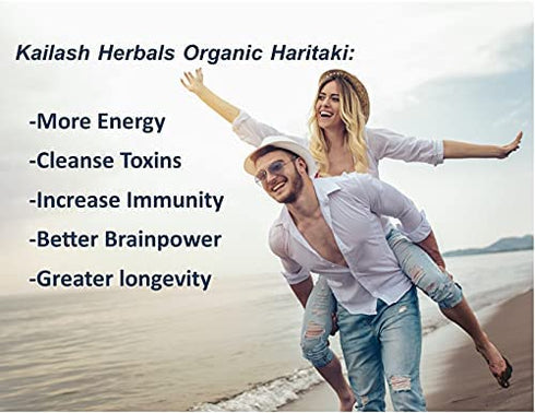 Kailash Herbals Organic Haritaki Capsules -100 Capsules-1950mg Detoxification & Rejuvenation - Improve Digestion, Internal Cleansing | -Terminalia chebula | Vegan, Non-GMO, Gluten-Free