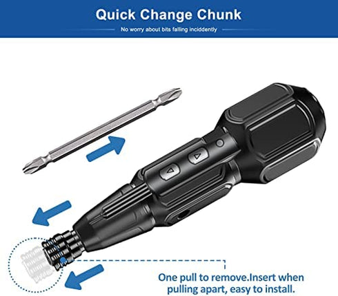 Dnieheic Electric Screwdriver 3.6v Rechargeable Portable Mini Automatic Rotational 6.35mm Dual Heads Bit and Usb Cable LED Light Screwdriver, Forward and Reverse Rotate…