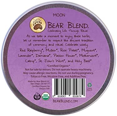 Bear Blend Organics Moon Herbal Ceremonial Blend 22g - Herbal Smoking Blend - Smokable Herbs - Herbal Tea - Herbal Cigarettes Tobacco Free Nicotine Free - Herbal Smoke Cigarettes