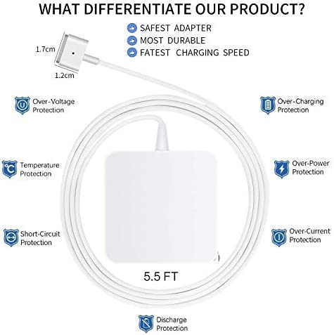 Mac Book Pro Charger, 60W Power Adapter T-Type Magnetic Connector Charger Compatible with Mac Book Pro Retina 13 Inch and Mac Book Air (Later 2012)