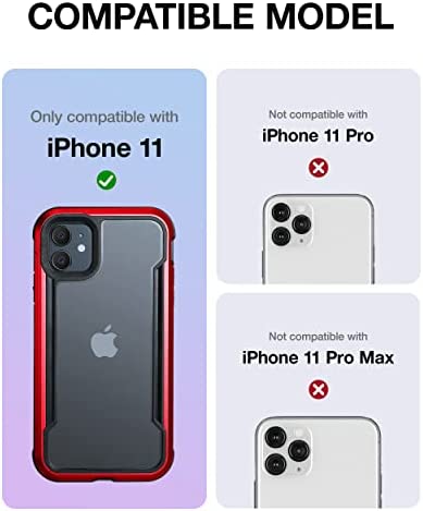 Raptic Shield for iPhone 11 Case, Shockproof Protective Clear Case, Military 10ft Drop Tested, Durable Aluminum Frame, Anti-Yellowing Technology Case for iPhone 11, Red