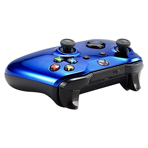 eXtremeRate Chrome Blue Edition Front Housing Shell for Xbox One Wireless Controller Model 1708, Replacement Custom Faceplate Cover for Xbox One S & Xbox One X Controller - Controller NOT Included