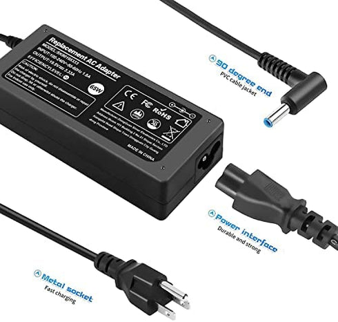 65W Laptop AC Adapter for HP Envy X360 Charger 15-U050CA 15-U002XX Envy 15 15T Chromebook 14 11 G3 G4 G5 EE Series 11-V010WM 11-V020WM 11-V031NR HP Pavilion 11 13 15 Power Supply Cord