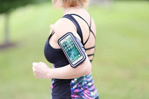 TRIBE Running Phone Holder Armband. iPhone & Galaxy Cell Phone Sports Arm Bands for Women, Men, Runners, Jogging, Walking, Exercise & Gym Workout. Fits All Smartphones. Adjustable Strap, CC/Key Pocket