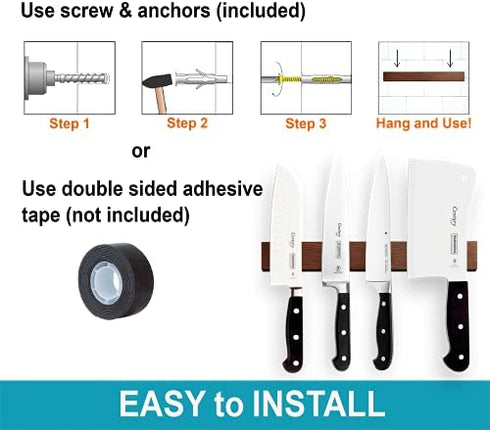 10 Inch Knife Magnetic Strip Use as Magnetic Knife Holder for Wall - Magnetic Knife Strip - Magnetic Knife Bar - Wall Kitchen Magnetic Rack Holder