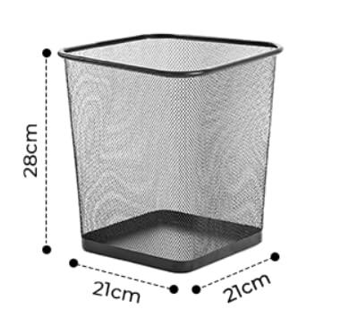Zuvo Square Mesh Wastebasket Metal Wire Garbage Trash Can for Office Home Bedroom Height 10.1" Width 10" , 4 Gallon (16 Quart) (2 Pack , Black)