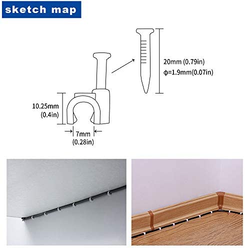 100 Pack Nail in Cable Clips Ethernet Cable Nails Tacks Clips 8mm for Electrical, Ethernet, Dish Wire, Coax Cable, RG6, RG59, CAT6, RJ45 Cable,Black