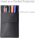 Pocket Protector, Leather Pen Pouch Holder Organizer, for Shirts Lab Coats, Hold 5 Pens, Designed to Keep Pens Inside When Bend Down. No Breaking of Pen Clip. Thick PU Leather, Black, 2 Per Pack.