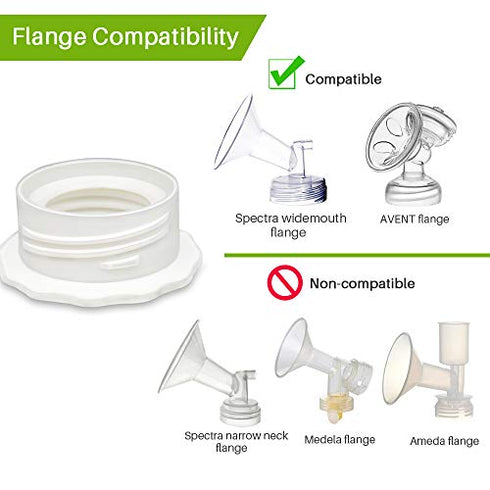 PumpMom Pump Bottle Adapter, Baby Bottle Thread Changer Converter for Spectra S1 S2 Pump Wide Mouth Flanges to Use Standard Sized Bottles. Compatible with Medela, Ameda, Dr. Brown Narrow Neck Bottles