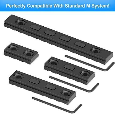 FANGOSS Picatinny Rail Section, 4 Pack 3 5 7 13 Slots Aluminum Picatinny Rails Mount Set, with 9 T-Nuts, 9 Screws, 3 Hex Wrench