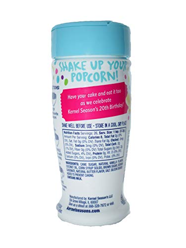 Kernel Season's Birthday Cake Flavored Popcorn Seasoning, Birthday Cake, 3 Ounce,Pack of 6