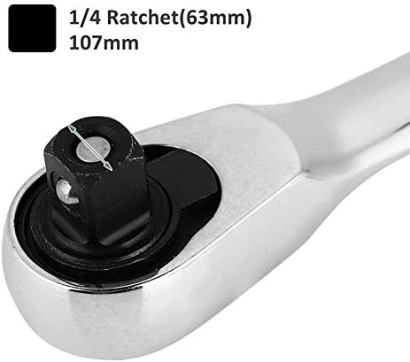 Keenso 14 inch Mini Socket Ratchet and Bit Driver MultiTool Screwdriver Hex Torque Wrench 72Tooth Reversible Drive Ratchets with Bit Driver (107mm)
