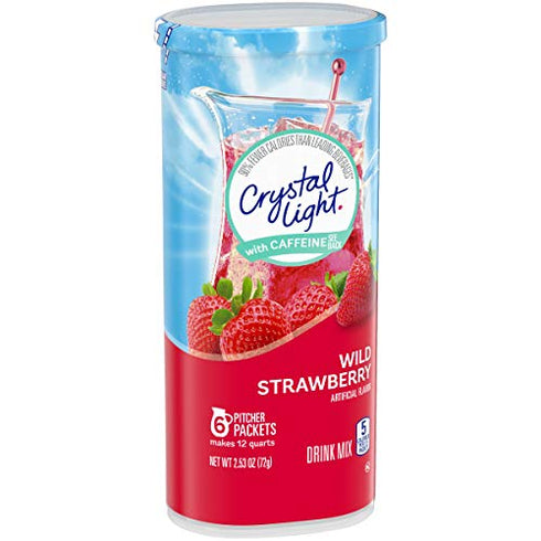 Crystal Light Sugar-Free Energy Wild Strawberry Low Calories Powdered Drink Mix 6 Count Pitcher Packets