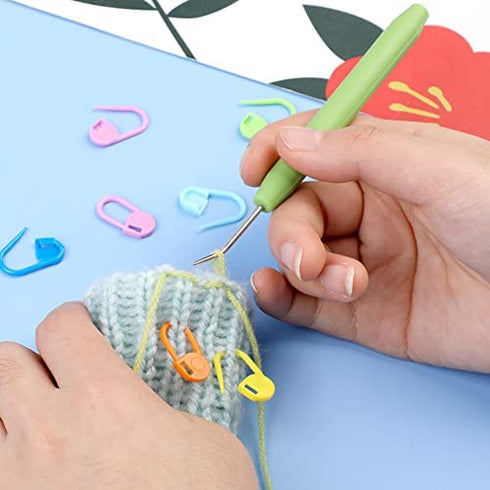 Loom Needle, Loom Hook Set, Colorful Knitting Loom Hook, Large-Eye Sewing Needles, Knitting Stitch Markers, Yarn Stitch Holders