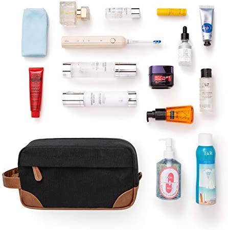 Vorspack Toiletry Bag Hanging Dopp Kit for Men Water Resistant Canvas Shaving Bag with Large Capacity for Travel- Black